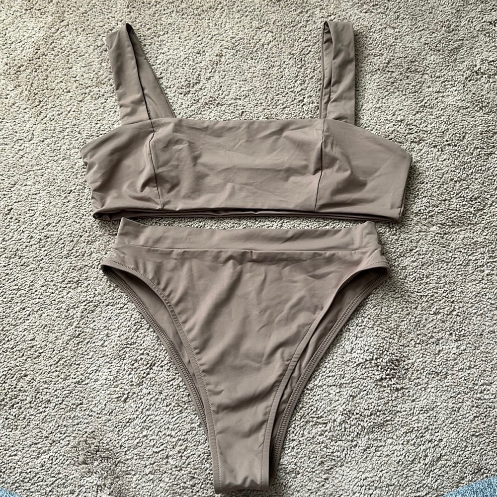 Tan Lines by Sivan Ayla como bottom + top in brown/tan color